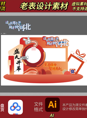 红色喜庆咖啡杯爱心商场店铺盛大开业美陈布置KT展板指示牌素材ai
