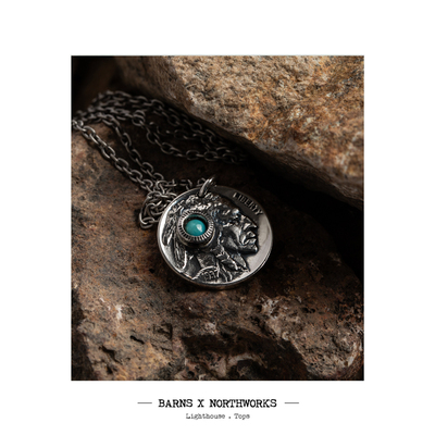 BARNS x NORTHWORKS 季节限定 古硬币改制 天然松石 项链 BR-8459