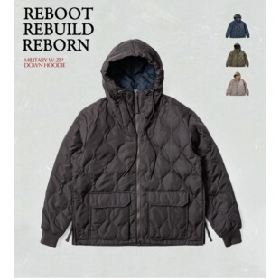 TAION男女宽松连帽羽绒服 侧开叉设计M65绗缝外套 轻盈保暖可收纳