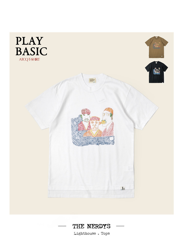 The NERDYS 日系致敬传奇嘻哈ATCQ手绘印花T恤日制宽松 SCA-013