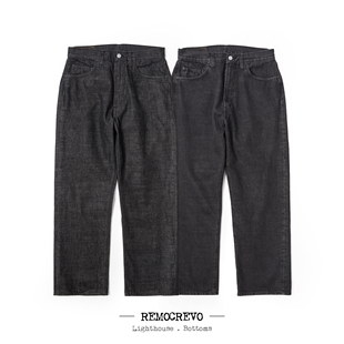 REMOCREVO 70年代经典再现 宽舒直筒剪裁 百搭 黑色牛仔裤 055B
