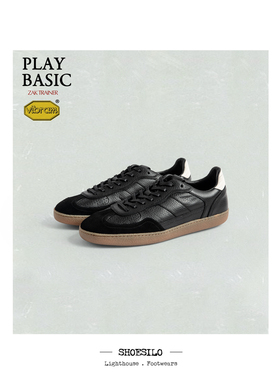 SHOESILO 新款男鞋超薄底百搭简约防滑耐磨黑色经典德训鞋