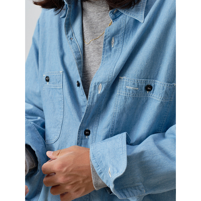 REMOCREVO ChambrayWorkShirts 青年布衬衫春秋男士休闲衬衫