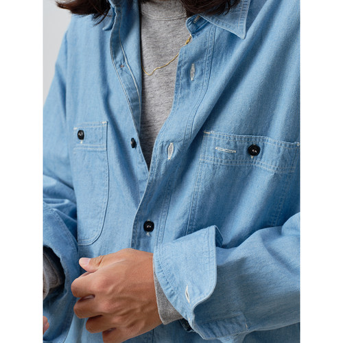 REMOCREVO ChambrayWorkShirts 青年布衬衫春秋男士休闲衬衫