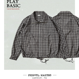 Phigvel Makers 日系复古航海风夹克原创格纹羊毛单层薄款外套
