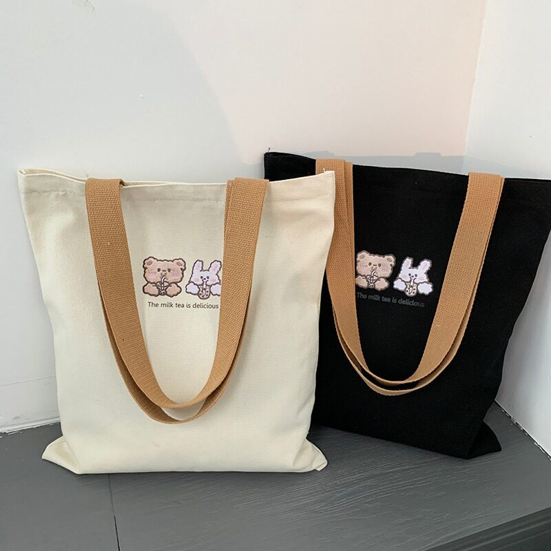 定制logo帆布包包日韩系帆布包女大容量简约通勤学生上课托特包袋