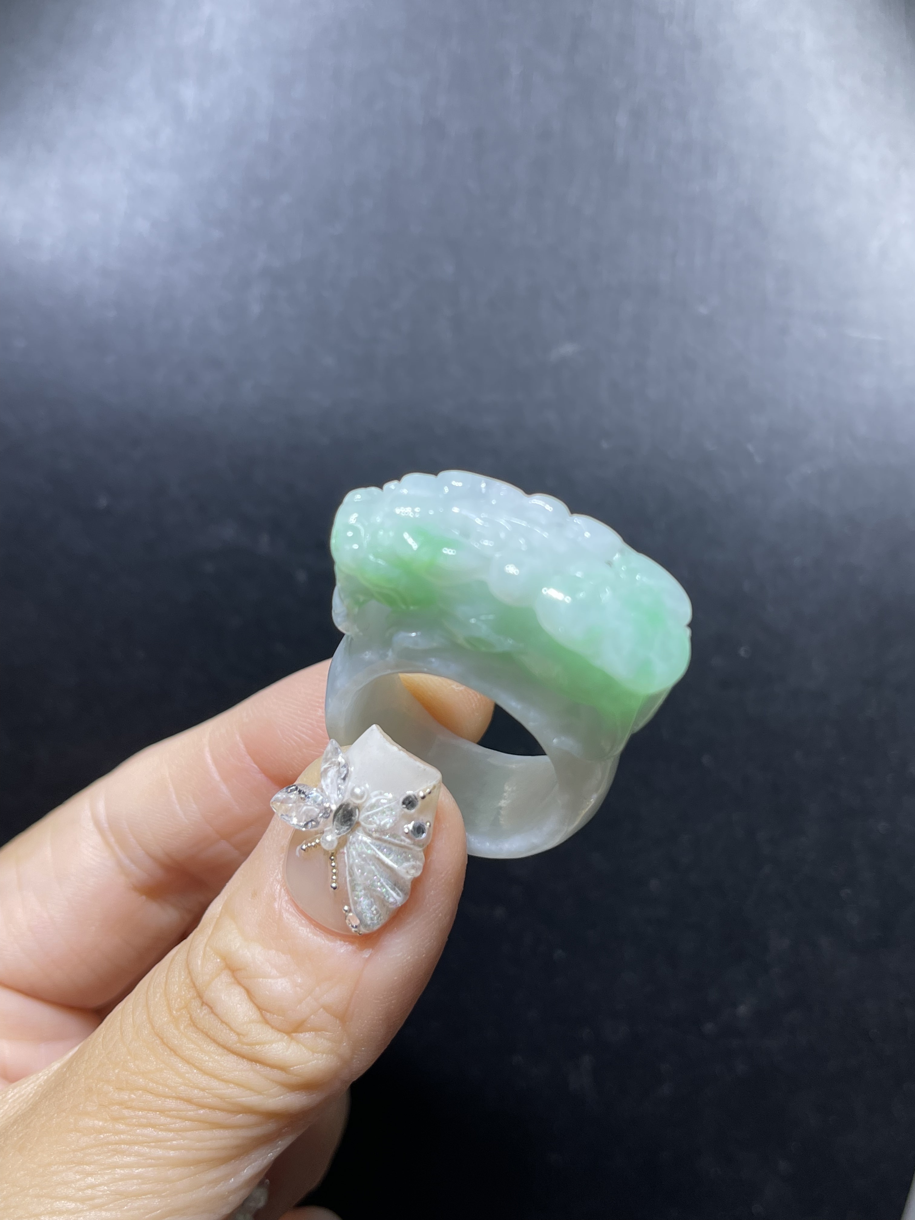 天然翡翠A货白底青貔貅扳指戒指指环民族风复古宫廷男女通用