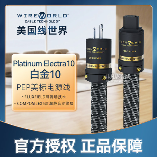 美国线世界白金10电源线单晶银