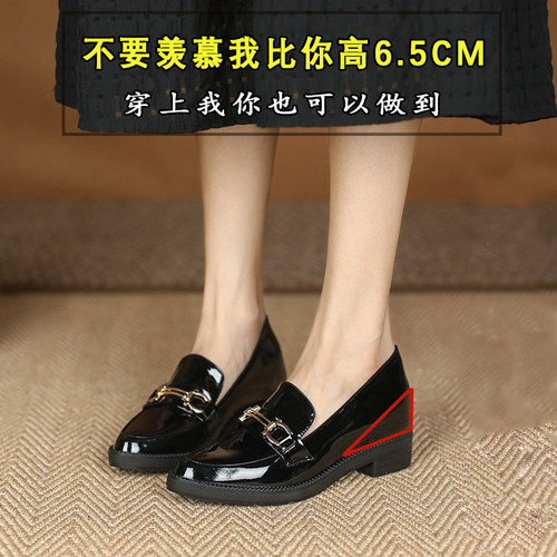 尖头小皮鞋小码31323334厚底英伦