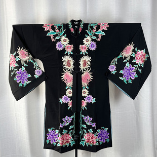 京剧戏曲厚绉菊花青衣褶子 昆曲青衣花旦勾金绣花对披演出服装