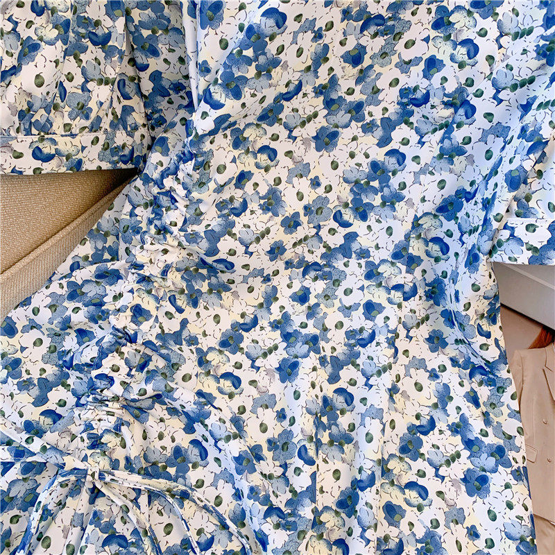 CLEARANCE PICK-UP BIG-NAME DRAWSTRING FLORAL TEA BREAK DRESS WOMENS SUMMER FRENCH LUXURY SENSE WAIST SLIM LONG SKIRT