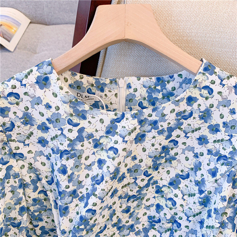 CLEARANCE PICK-UP BIG-NAME DRAWSTRING FLORAL TEA BREAK DRESS WOMENS SUMMER FRENCH LUXURY SENSE WAIST SLIM LONG SKIRT