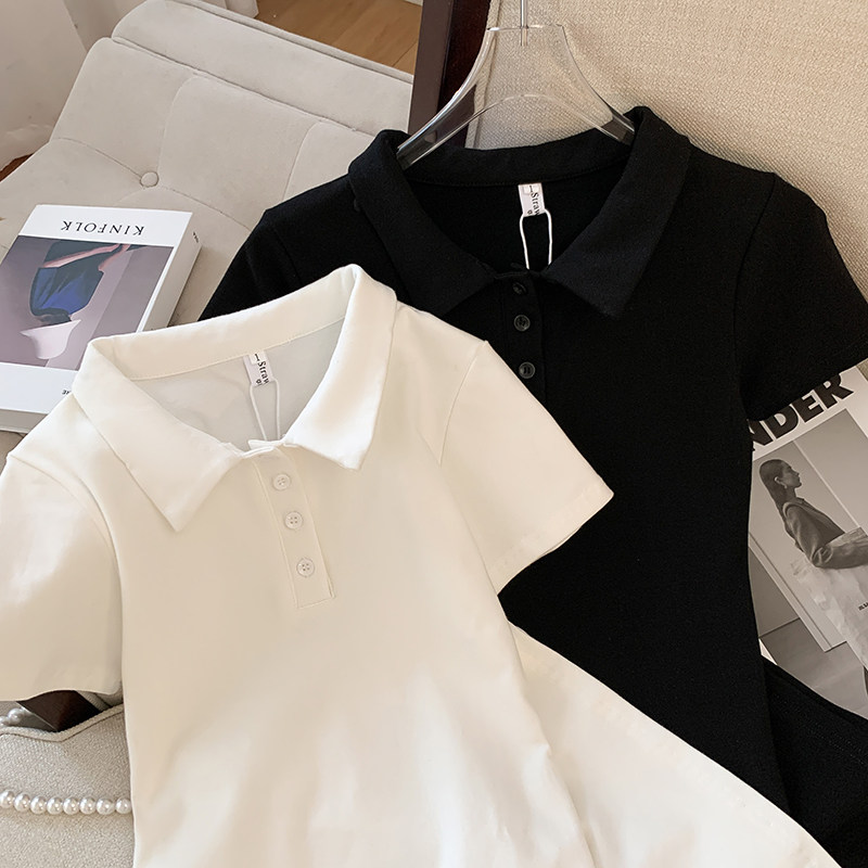 CLEARANCE PICK-UP COUNTER WITHDRAWS WOMENS FRENCH HIGH-END SENSE DRESS COLLEGE STYLE POLO COLLAR BAG HIP T-SHIRT SKIRT