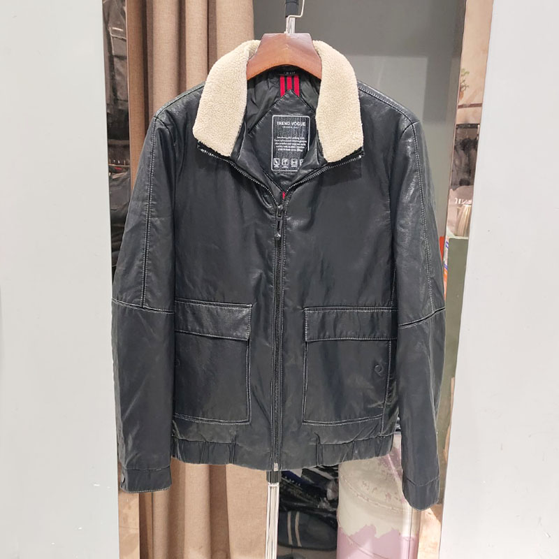 圣典金企鹅冬装2025新款男翻毛领羽绒服休闲皮衣男士羽绒外套