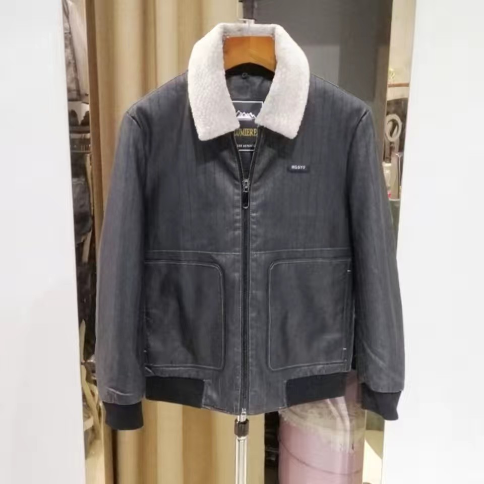 圣典金企鹅冬装2025新款男翻毛领羽绒服商务休闲皮衣男士羽绒外套