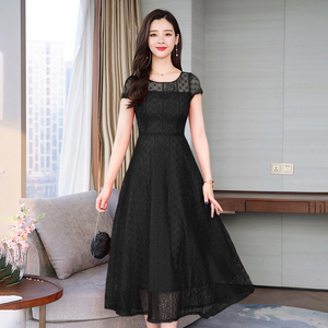 RY1725#加肥加大码女装胖mm夏装 打底衫女200斤宽松显瘦中长款蕾丝连衣裙