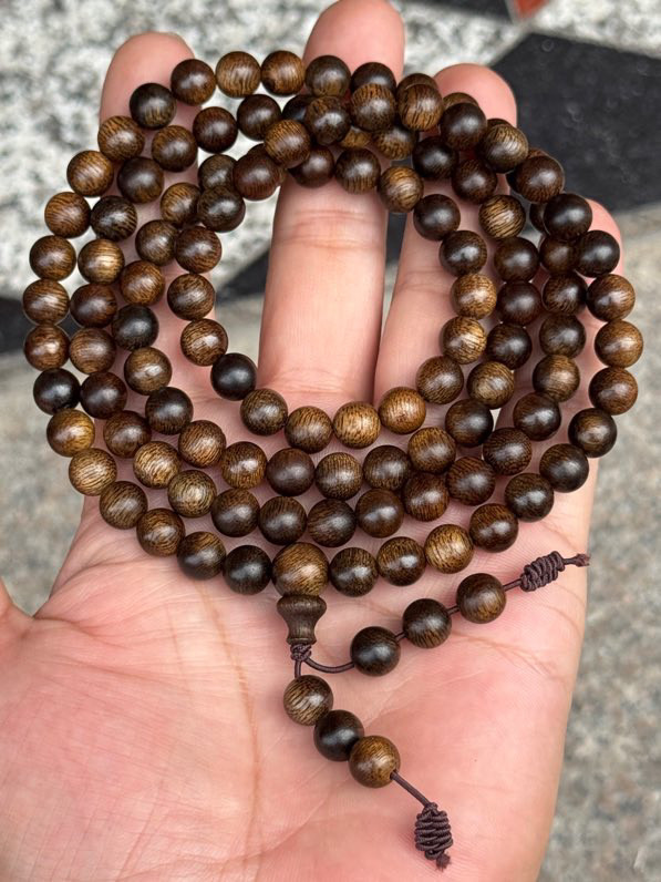 质检款海南黄油沉水沉香手串0.8cm*108颗佛珠手链男女项链毛衣链