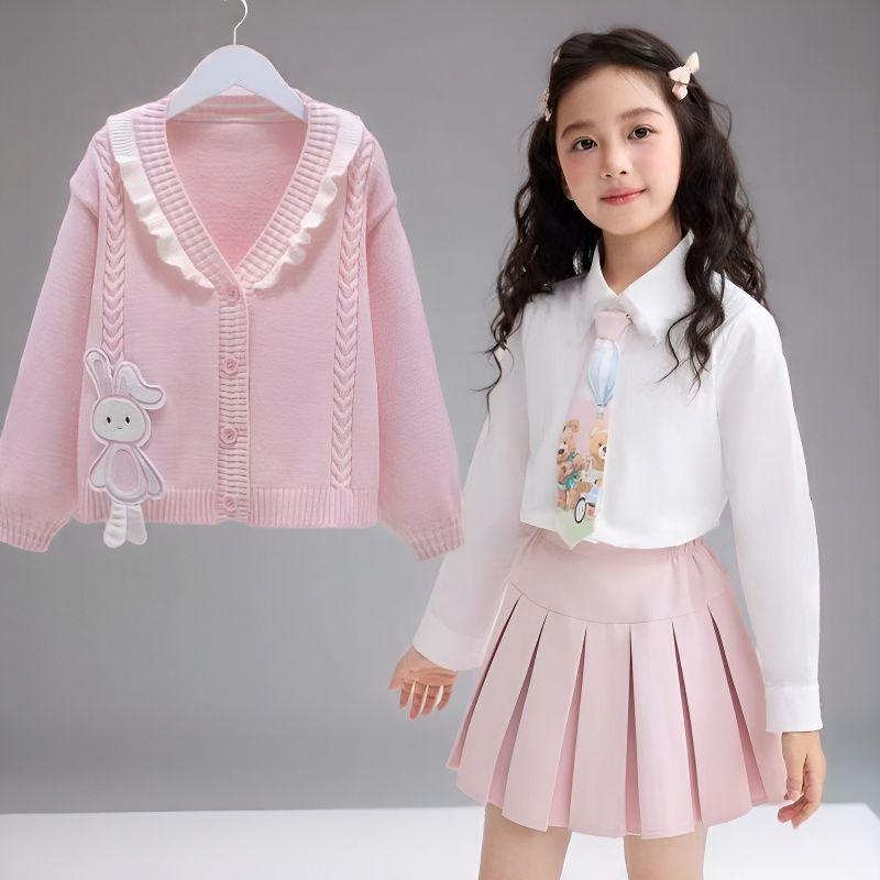 韩版灯芯绒女童学生JK套装套装图片