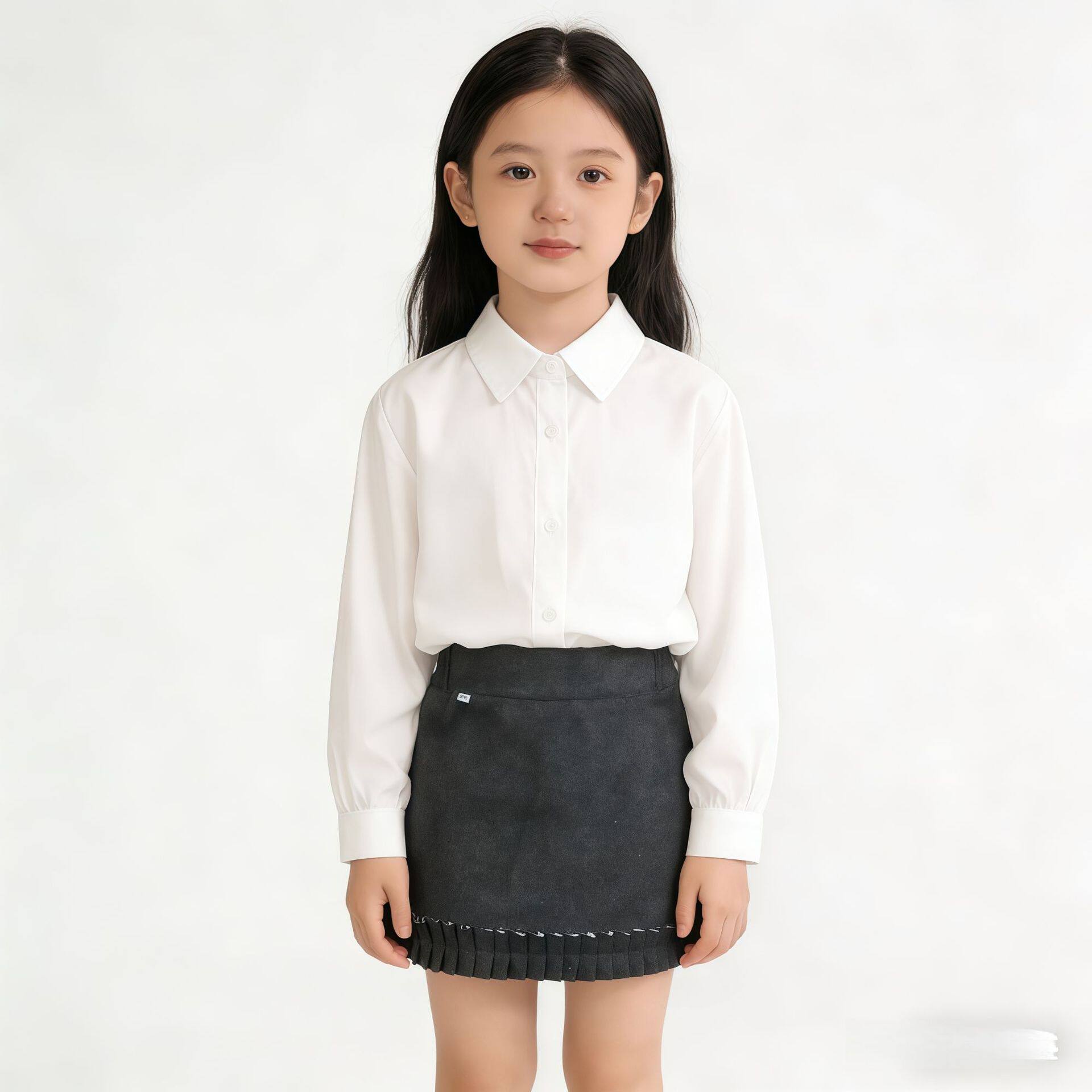 女童秋冬加厚毛呢半身裙2026腰荷叶边A字短裙百搭防走光公主裙