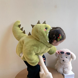 中小童恐龙毛毛衣外套2025新款冬款洋气毛毛恐龙衣童装小童