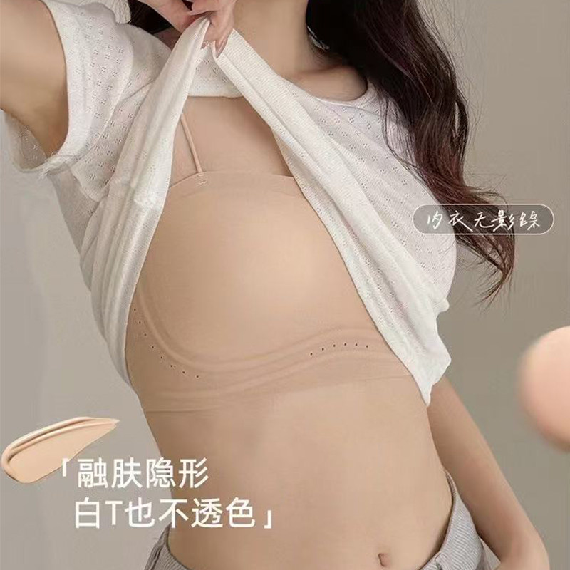 细肩带可外露内衣女士小胸聚拢新款无痕美背吊带隐形粉底液文胸罩