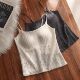 亚麻风白色吊带内衣背心女带胸垫一体薄款 莫代尔美背内搭打底外穿
