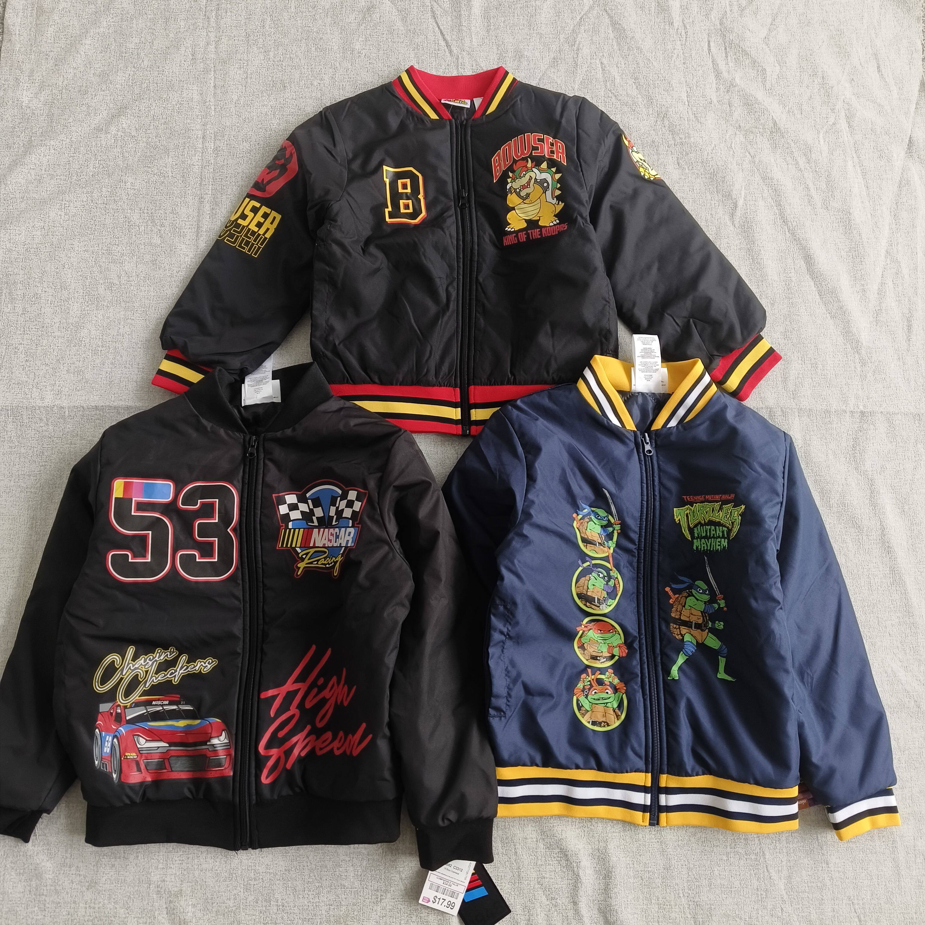原单外贸新款男童中大童立领棒球服外套夹克棉服库巴蜘蛛侠