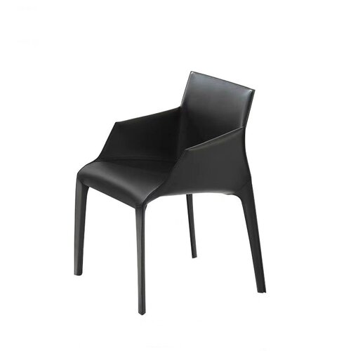 意式poliform马鞍皮真皮餐椅极简酒店餐厅椅样板间设计师扶手书椅