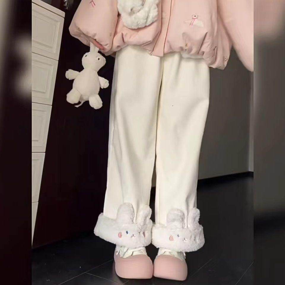 原创设计动物系列加绒直筒裤