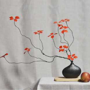 仿真花树枝红叶假花树叶子观音莲叶室内家居客厅枫叶假花北欧摆设