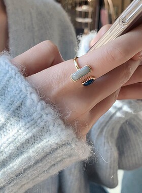 法式复古风日式轻奢戒指女时尚ins潮小众设计高级感食指指环开口