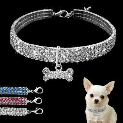 Bling Rhinestone Dogs Necklace Crystal Pet Puppy Cats Collar