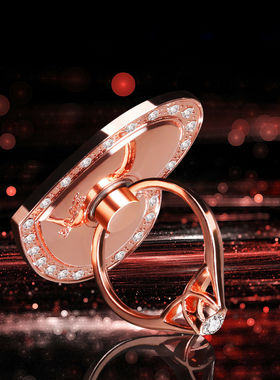 Finger Ring Cell Phone Stand Holder ROSE GOLD HEART Rotating