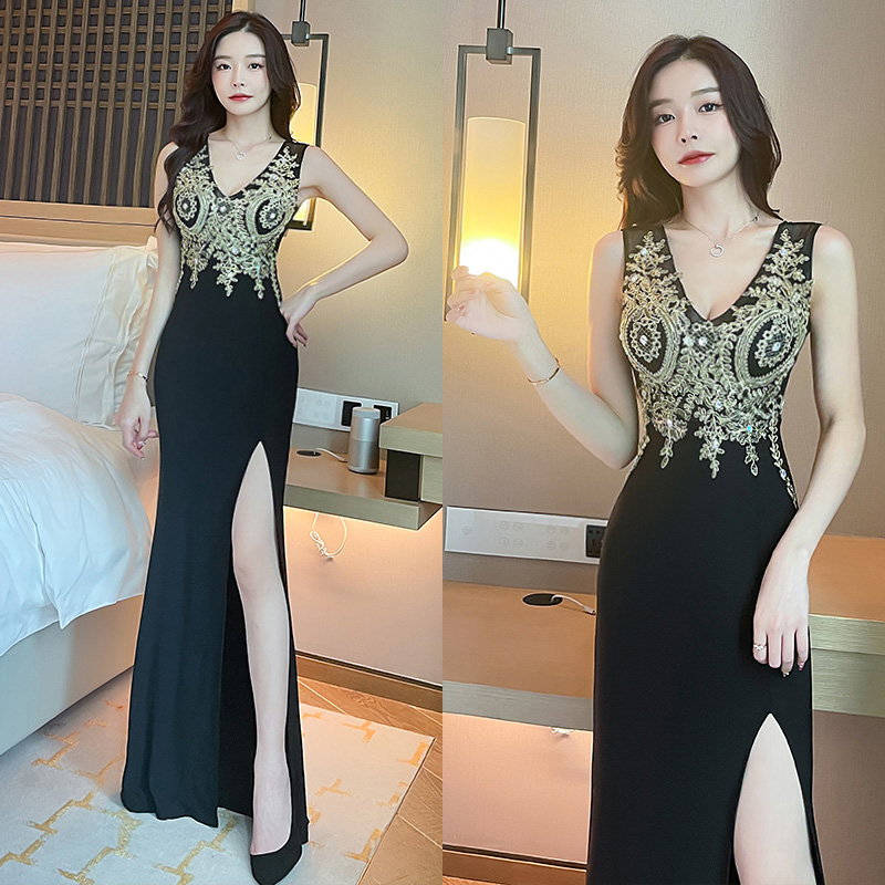 性感足疗洗浴长裙晚礼服