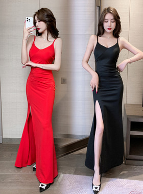 足浴技师工作服长裙显瘦礼服