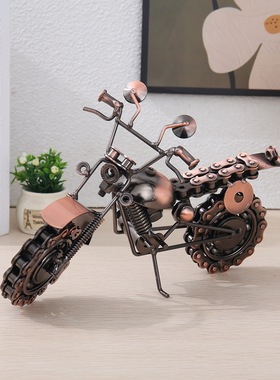 欧美风格复古铁艺摩托模型C090书桌客厅桌面摆件装饰品机械摆件