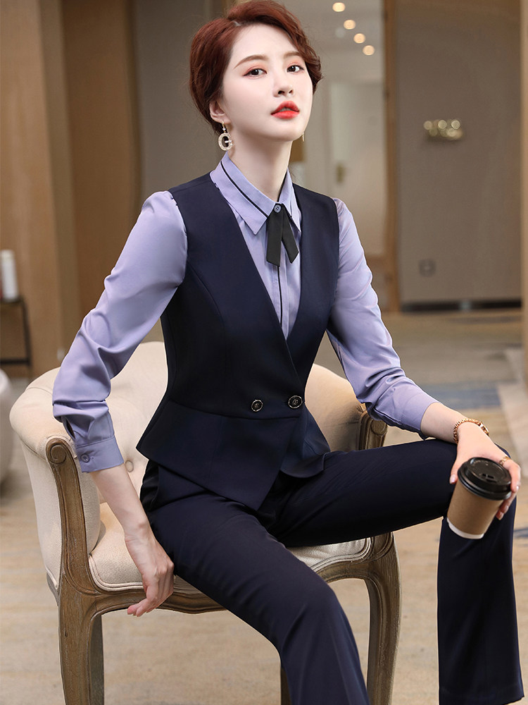 가을 겨울 호텔 리셉션 작업 복장 레스토랑 웨이터 정장 재킷 여성을위한 전문 정장 슈트