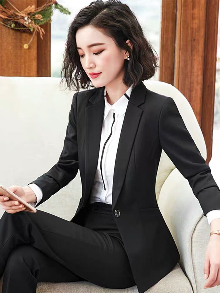 봄 가을 겨울 여성용 정장 여신 스타일 전문복 고급 OL 작업복 정장 호텔 프런트 작업복
