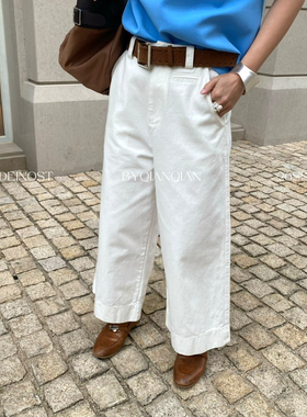 MADEIN OST-26年早春随性慵懒洗水棉直筒八分裤休闲裤(配腰91006