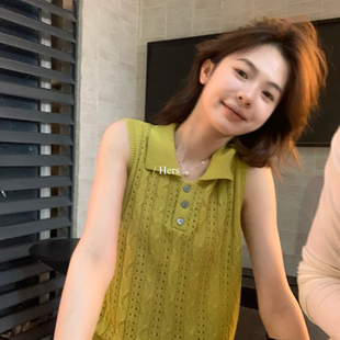 Hers 2026春夏上新韩标简约百搭背心日常调性Polo针织背心08175