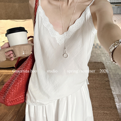 GRACETINA HOO-2026夏季新款法式可调节肩带设计背心BXA240