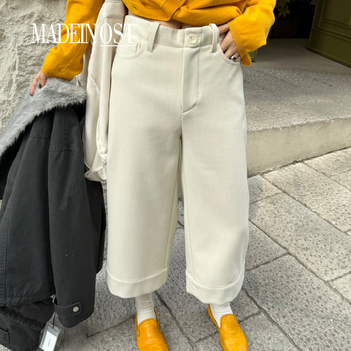 MADEIN OST-2025新款小众5羊毛高品质慵懒感八分毛呢休闲裤57398