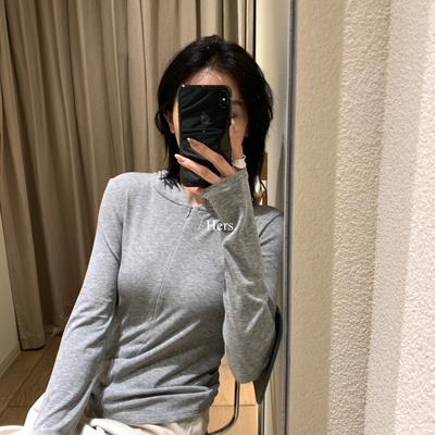 Hers-春上新简约日常休闲轻运动感正肩连帽长袖T恤80292