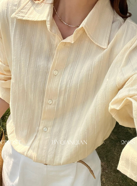 MADEIN OST-26年早春韩版时尚衬衫女度假风棉质提花收腰衬衫91282