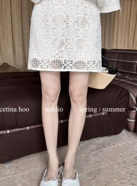 GRACETINA HOO-重工绣花法式立体股线镂空肌理感短裤BQA5123