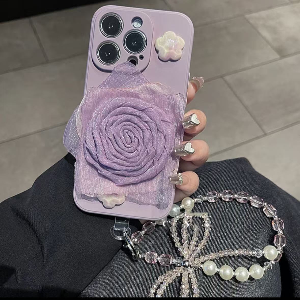 ins风小清新温柔紫色y77气质y35花朵ivivo y37/IQOO15/13/12软壳手绳IQOONEO11/10pro+/9s/8手机壳iqooz9x/z8