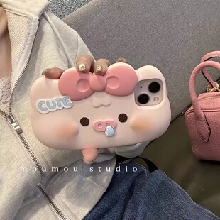 少女款粉色小猪猪Civi3/1S/2手机壳适用小米14pro/13/12X/K60k50红米K70e可爱Note13pro/note12R/11T女生网红