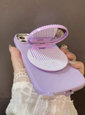 饼干镜子带梳子gt2立体V30t/Q5i紫色OPPO真我gt5 neo6se手机壳适用realme12x/11pro+10女款v50v11s保护套a1s