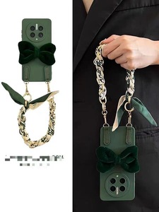 小红书复古文艺术墨绿色高档丝巾手提手链nova8se适用华为nova10/9pro/7/6荣耀play6c女款5t手机壳magic5/4/3