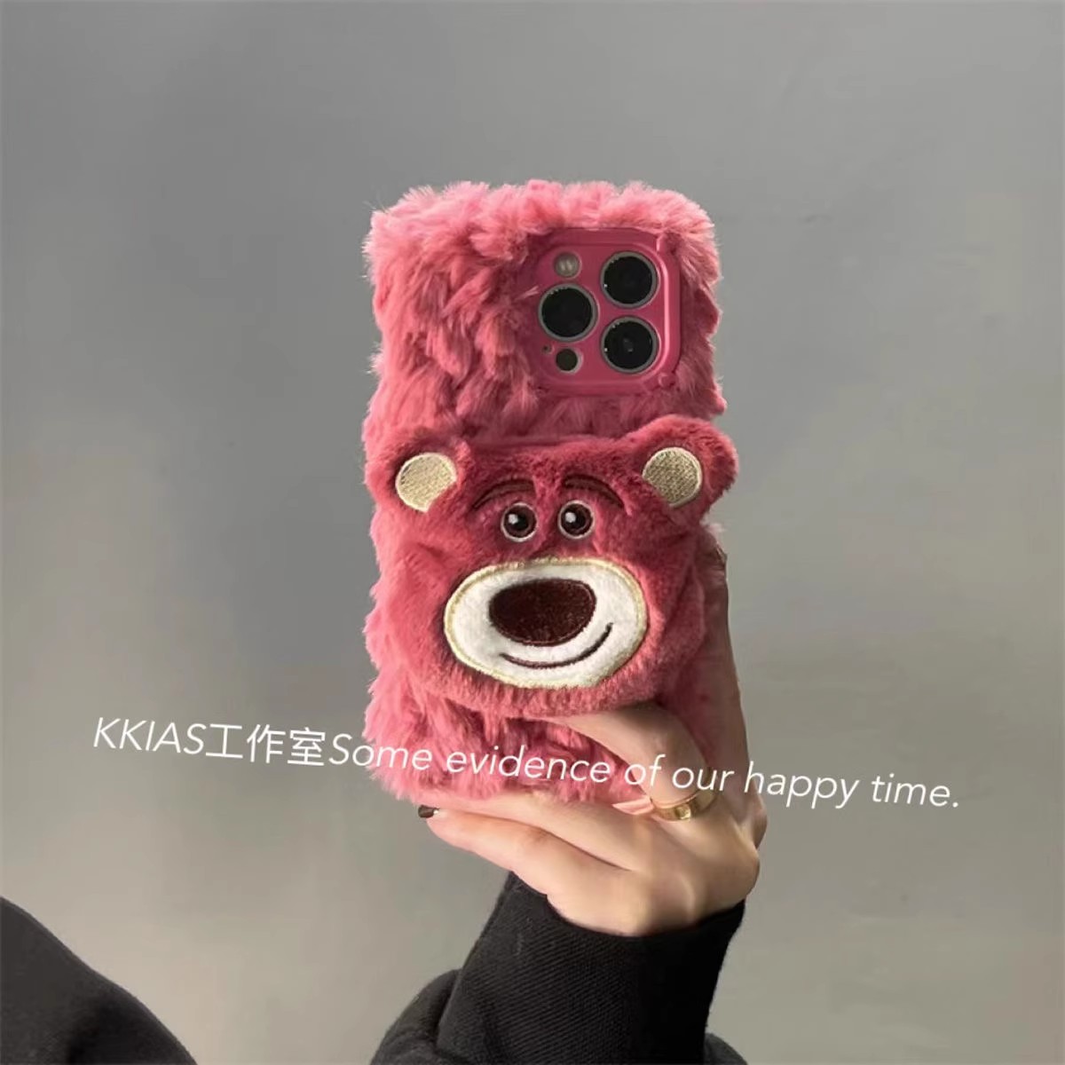 秋冬款立体草莓熊公仔A97/a57可爱A58x/V50手机壳Realme V70S毛绒v60S真我NEO7se/gt6/5手机壳14pro+13/12/11